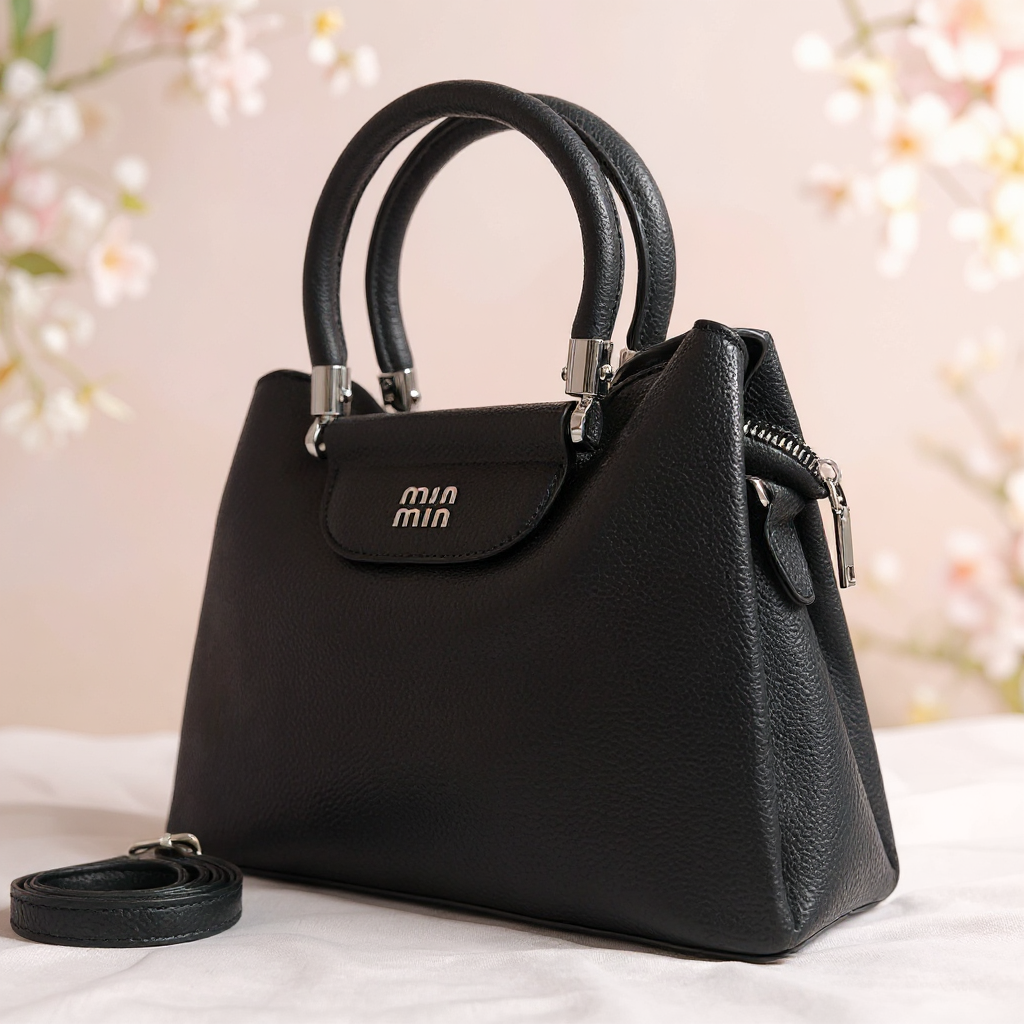 black min min structured bag