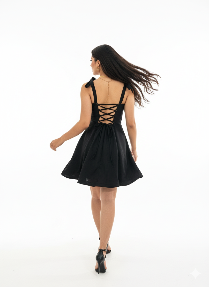 Valèna Black Convertible Dress - 3-Way Strapless Mini Dress