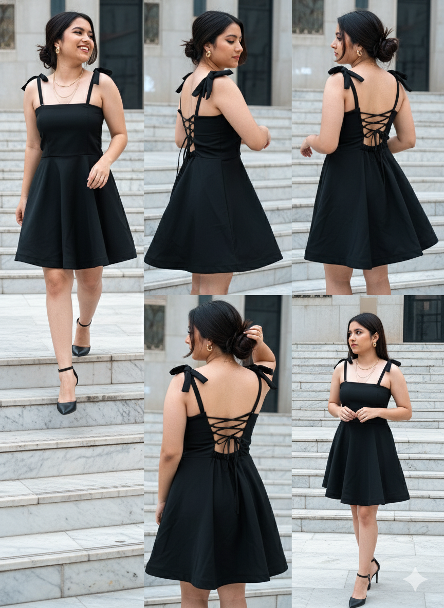 Valèna Black Convertible Dress - 3-Way Strapless Mini Dress